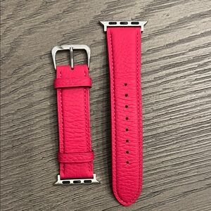 Pink Leather Watch Band